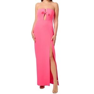 Liv Foster Evening Gown - Cut-Out Crepe Column Gown, electric pink size 6